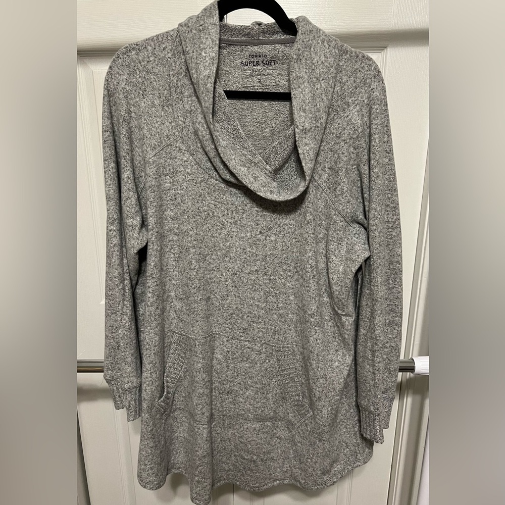 Torrid Grey Hacci Cowl Tunic
